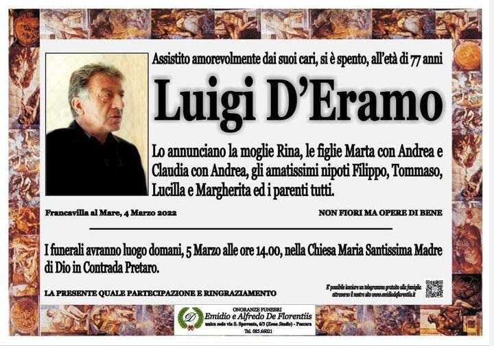 luigi d eramo necrologio Rete8